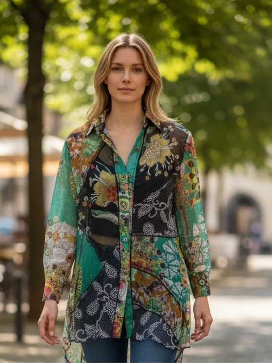 Adore Tops - Adore Multicolor Floral Sheer Button Down Shirt NWOT